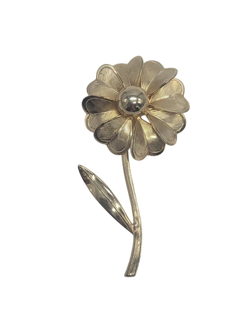 Vtg Gold-Tone Daisy Flower Power Brooch Pin 3 Inches Retro Jewelry Accessory